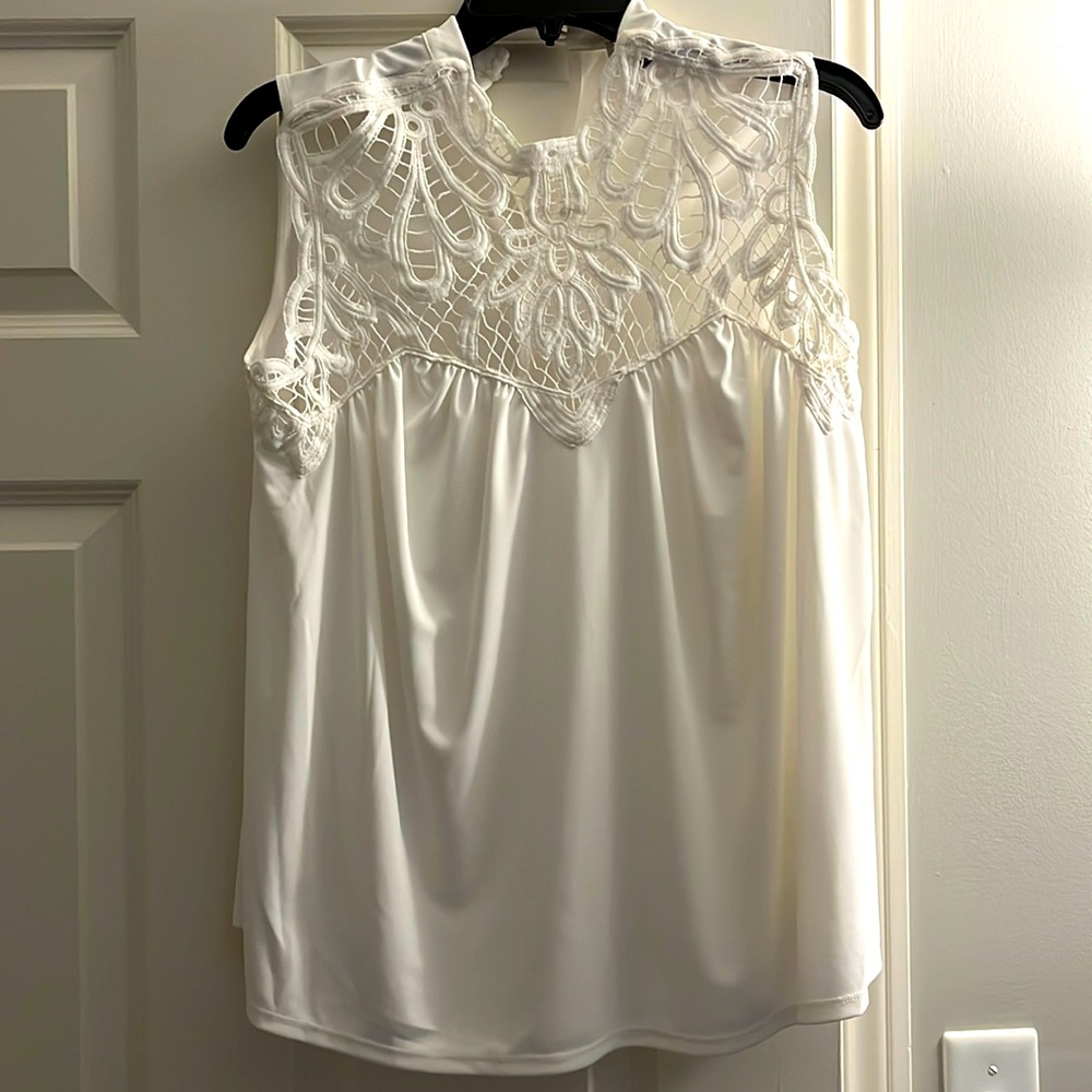 Express white tank with lace detail